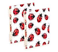 Waassud Taccuino a spirale con coccinelle rosse, per lavoro e università, staccabile, a righe, 60 pagine, formato A5, forniture per ufficio, confezione da 2