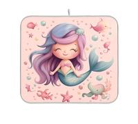 Waassud Tappetino scolapiatti a forma di sirena, assorbente, antiscivolo, per cucina, bancone e piatti, 45,7 x 40,6 cm