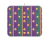 Waassud Tappetino scolapiatti a righe Mardi Gras Fleur-de-lis Tappetino assorbente per scolapiatti antiscivolo per bancone della cucina, 45,7 x 40,6 cm