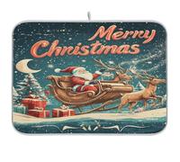 Waassud Tappetino scolapiatti assorbente con slitta e renna, scolapiatti antiscivolo, tappetino per scolapiatti da cucina, 45 x 61 cm