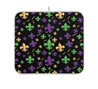 Waassud Tappetino scolapiatti con motivo Fleur-de-lis, assorbente, antiscivolo, tappetino scolapiatti per cucina, 45,7 x 40,6 cm