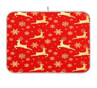 Waassud Tappetino scolapiatti con renna dorata, assorbente, antiscivolo, per cucina, bancone e piatti, 45,7 x 61 cm