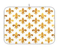 Waassud Tappetino scolapiatti giallo Fleur-de-lis, assorbente, antiscivolo, per cucina, bancone cucina, 45,7 x 61 cm
