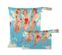 Waassud Three Angels - Borsa organizer per pannolini e pannolini, riutilizzabile, con 2 tasche con cerniera, per costume da bagno e abbigliamento da palestra, Multicolore, Taglia unica, moderno