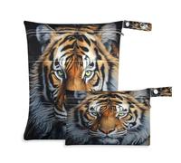 Waassud Tiger Head, borsa per pannolini riutilizzabile con 2 tasche con cerniera, per costume da bagno e palestra