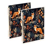 Waassud Two Foxes - Taccuino a spirale per lavoro, università, a righe, staccabile, 60 pagine, formato A5, forniture per ufficio, 1 confezione