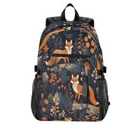 Waassud Two Foxes, zaino per computer portatile, unisex, 20 l, casual, con scomparto per notebook da 14 pollici, leggero, per università, lavoro, attività all'aperto