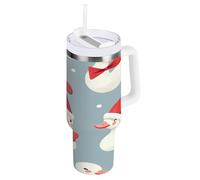 Waassud White Ducks Red Christmas Tumbler con manico e cannuccia a tenuta stagna tazza isolata bottiglia d'acqua in acciaio inox tazza da caffè regalo da viaggio per le donne 880,5 ml