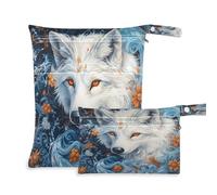 Waassud White Wolf - Borsa organizer per pannolini, riutilizzabile, con 2 tasche con cerniera, per costume da bagno e abbigliamento da palestra, Multicolore, Taglia unica, moderno
