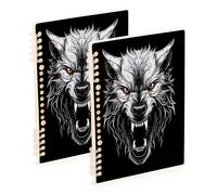 Waassud Wolf Head - Quaderni a spirale per lavoro e università, a righe, staccabili, 60 pagine, formato A5, forniture per ufficio, confezione da 2
