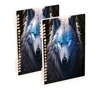 Waassud Wolf, quaderni a spirale per lavoro e università, a righe, staccabili, 60 pagine, formato A5, forniture per ufficio, confezione da 2