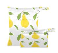 Waassud Yellow Pears - Borsa organizer per pannolini, riutilizzabile, con 2 tasche con cerniera, per costume da bagno e palestra