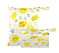 Waassud Yellow Suns - Borsa organizer riutilizzabile per pannolini, con 2 tasche con cerniera, per costume da bagno e palestra