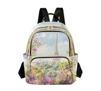 Waassud Zaino da donna con Torre Eiffel di Parigi, acquerello, leggero, casual, trapuntato, alla moda, zaino da viaggio, borsa per lavoro, palestra, università, S, Multi, S, moderno