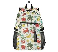 Waassud Zaino da viaggio casual da 20 l, con adesivi e limoni, palme, granchio, limoni, per donne e uomini, zaino da viaggio casual con scomparto per notebook da 14 pollici, zaino leggero per
