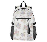 Waassud Zaino da viaggio casual da 20 l, con motivo floreale e adesivi, con scomparto per notebook da 14 pollici, leggero, per università, lavoro, attività all'aperto
