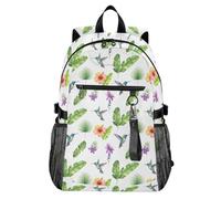 Waassud Zaino per computer portatile con colibrì e foglie tropicali, per donne e uomini, zaino da viaggio casual da 20 l, con scomparto per notebook da 14 pollici, zaino leggero per università, lavoro