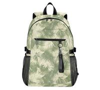 Waassud Zaino per computer portatile con foglie di palma tropicale, per donne e uomini, zaino da viaggio casual da 20 l, con scomparto per notebook da 14 pollici, leggero, per università, lavoro