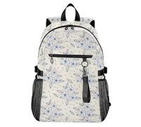 Waassud Zaino per computer portatile con foglie floreali blu, per donne e uomini, zaino da viaggio casual da 20 l, con scomparto per notebook da 14 pollici, zaino leggero per università, lavoro