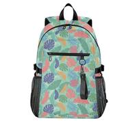 Waassud Zaino per computer portatile con foglie pastello, unisex, 20 l, stile casual, con scomparto per notebook da 14 pollici, leggero, per università, lavoro, attività all'aperto