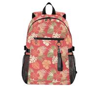Waassud Zaino per computer portatile con foglie tropicali, motivo floreale, per donne e uomini, zaino da viaggio casual da 20 l, con scomparto per notebook da 14 pollici, leggero, per università