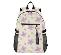 Waassud Zaino per computer portatile con foglie verde menta e fiori lavanda, per donne e uomini, zaino da viaggio casual da 20 l, con scomparto per notebook da 14 pollici, zaino leggero per università