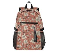 Waassud Zaino per computer portatile con gigli e foglie disegnati a mano, per donne e uomini, zaino da viaggio casual da 20 l, con scomparto per notebook da 14 pollici, zaino leggero per università