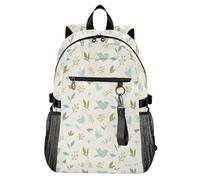 Waassud Zaino per computer portatile da 20 l, con motivo con foglie semplici, per donne e uomini, stile casual, con scomparto per notebook da 14 pollici, leggero, per università, lavoro, attività