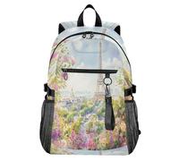Waassud Zaino per computer portatile da 20 l, con Torre Eiffel e Parigi, acquerello, stile casual, con scomparto per notebook da 14 pollici, leggero, per università, lavoro, attività all'aperto