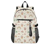 Waassud Zaino per computer portatile da 20 l, stile retrò, con quadrifoglio e arcobaleni, stile casual, da 20 l, con scomparto per notebook da 14 pollici, leggero, per università, lavoro, attività
