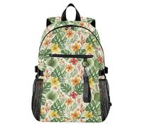 Waassud Zaino per computer portatile da donna e uomo, con foglie tropicali, zaino da viaggio casual da 20 l, con scomparto per notebook da 14 pollici, leggero, per università, lavoro, attività