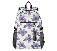 Waassud Zaino per computer portatile, motivo floreale lavanda, per donne e uomini, 20 l, casual, con scomparto per notebook da 14 pollici, leggero, per università, lavoro, attività all'aperto
