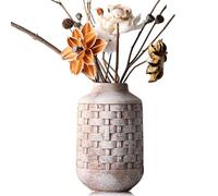 Wabi-Sabi, vaso rustico in ceramica marrone, 17,8 cm, piccolo vaso vintage in terracotta, vaso da fiori decorativo in ceramica per decorazione della casa, tavolo, soggiorno, mensola e caminetto
