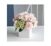 Wabjtam Rtificial Flowers with Small Ceramic Vase,artificial Hydrangea with Vase Plastic Artificial Flower Faux Plants