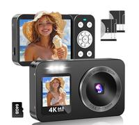 WABL Fotocamera digitale, 4K 64MP UHD Dual Screens, zoom 18X, fotocamere digitali portatili piccole puntate e sparare con scheda TF da 64 GB, 2 batterie ricaricabili per bambini, adolescenti, adulti