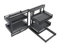 WABMJGW Mobiletto angolare cieco da cucina,Mobiletto angolare cieco da cucina estensibile, organizer per mobiletto estraibile silenzioso con 4 ripiani in metallo,per mobiletto da 800 900 mm,A-900