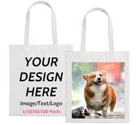 WACAR Borse di totalizzatore personalizzate con logo, borse riutilizzabili personalizzate all'ingrosso del panno della drogheria per la pubblicità di branding delle promozioni, bianco, 10 tote