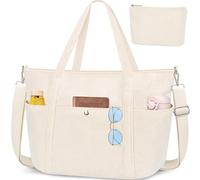 WACCET Borsa Tote Bag, Borsa Tracolla Donna in Velluto a Coste con Cerniera e Traversa Regolabile Grande Borsa Università per Lavoro, Viaggio, Scuola e Uso Quotidiano