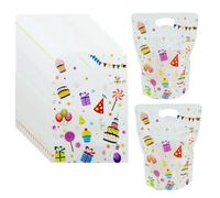 WACCOMT Pack 30 Sacchetti Richiudibili con Manico e Zip, 15.5x22.5cm | Bianco, Chiusura Termosaldata, Confezioni Regalo, Feste di Compleanno