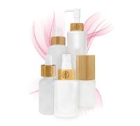Wachsmann |Barattoli di vetro di alta qualità | coperchio in bambù con testa a spruzzo | per cosmetici naturali DIY | con confezione regalo | per lozioni, oglio e cosmetica