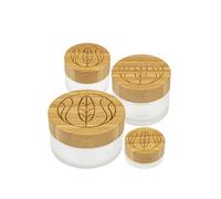 Wachsmann | Barattoli di vetro di alta qualità e con coperchio in bambù | per cosmetici naturali fai da te | con confezione regalo | Contenitore da viaggio per unguenti e lozioni