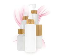 Wachsmann Flacone spray vuoto in vetro da 100 ml con tappo in bambù e incisione, 3 pezzi, flacone spray da riempire con spruzzatore, nebulizzazione extra fine dei vostri cosmetici naturali fai da te