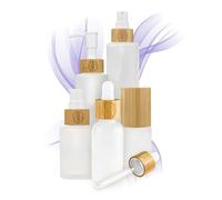 Wachsmann | Vaso in vetro con pipetta e coperchio in bambù di alta qualità | per cosmetici naturali fai da te | con confezione regalo | Contenitore da viaggio per unguenti e lozioni