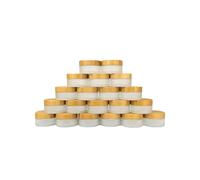 Wachsmann | Vaso in vetro di alta qualità con coperchio in bambù | Per cosmetici naturali sostenibili fai da te | Contenitore da viaggio per unguenti e lozioni, 100 ml senza incisione, 20 pezzi