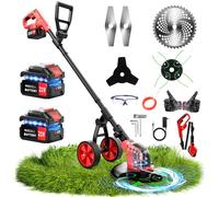 Wacker elettrico senza fili con ruota, mangiatore di erbacce elettrico da 6000 mAh alimentato a batteria, decespugliatore 4 in 1, decespugliatore, tagliabordi, tagliabordi, lama in metallo senza fili