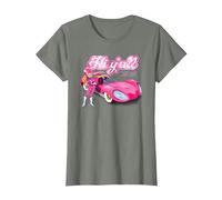 Wacky Races Penelope Pitstop Hi Y'All Maglietta, Donna, Verde Militare mélange, M