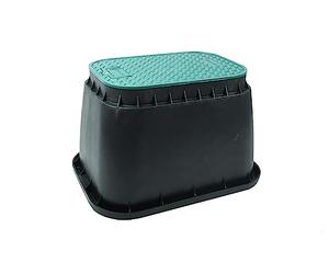 Wacredo Cassetta per valvole standard, 12" rettangolare con coperchio, 390 x 520 x 325 mm, alloggiamento per protezione idrante, scatola di distribuzione per fino a 6 elettrovalvole, irrigazione