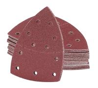 wadafen 50 Fogli di Carta Vetrata e Abrasiva per Levigatrice Delta Triangolare 105x152 mm con Ganci e Anelli, 11 Fori Grana 40/80/120/180/240 per Legno Levigatrice Multiuso