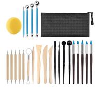 wadafen Attrezzi Ceramica, 25 PCS Polymer Clay Tools, Strumenti Argilla, Attrezzi Scultura, con Tasche Portaoggetti, per Artigianato, Sculture, Artisti, Principianti