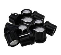 Wadakada 0 Gradi Chitarra Pot Knob Basso Amplificatore per Chitarra Manopole D-Type Albero del Potenziometro Manopole dei Pot, Black cap D' Top, Confezione da 12